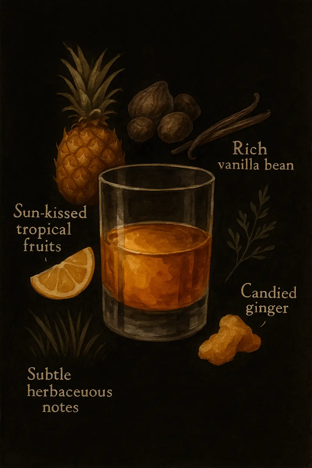 The Curatist Panama Edition tasting notes featuring tropical fruit, vanilla bean, candied ginger and herbaceous notes